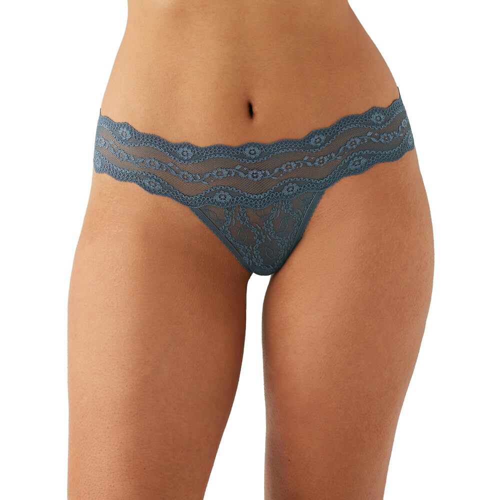 NWT b.temptd Lace Kiss Thong 970182 Stormy Weather S